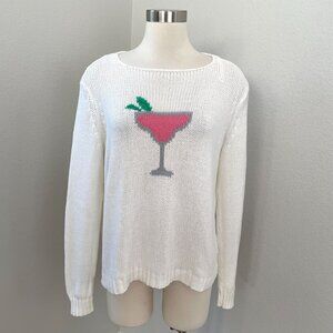 Wooden Ships Womens S/M Daiquiri Crew Cotton Knit Top Sweater White